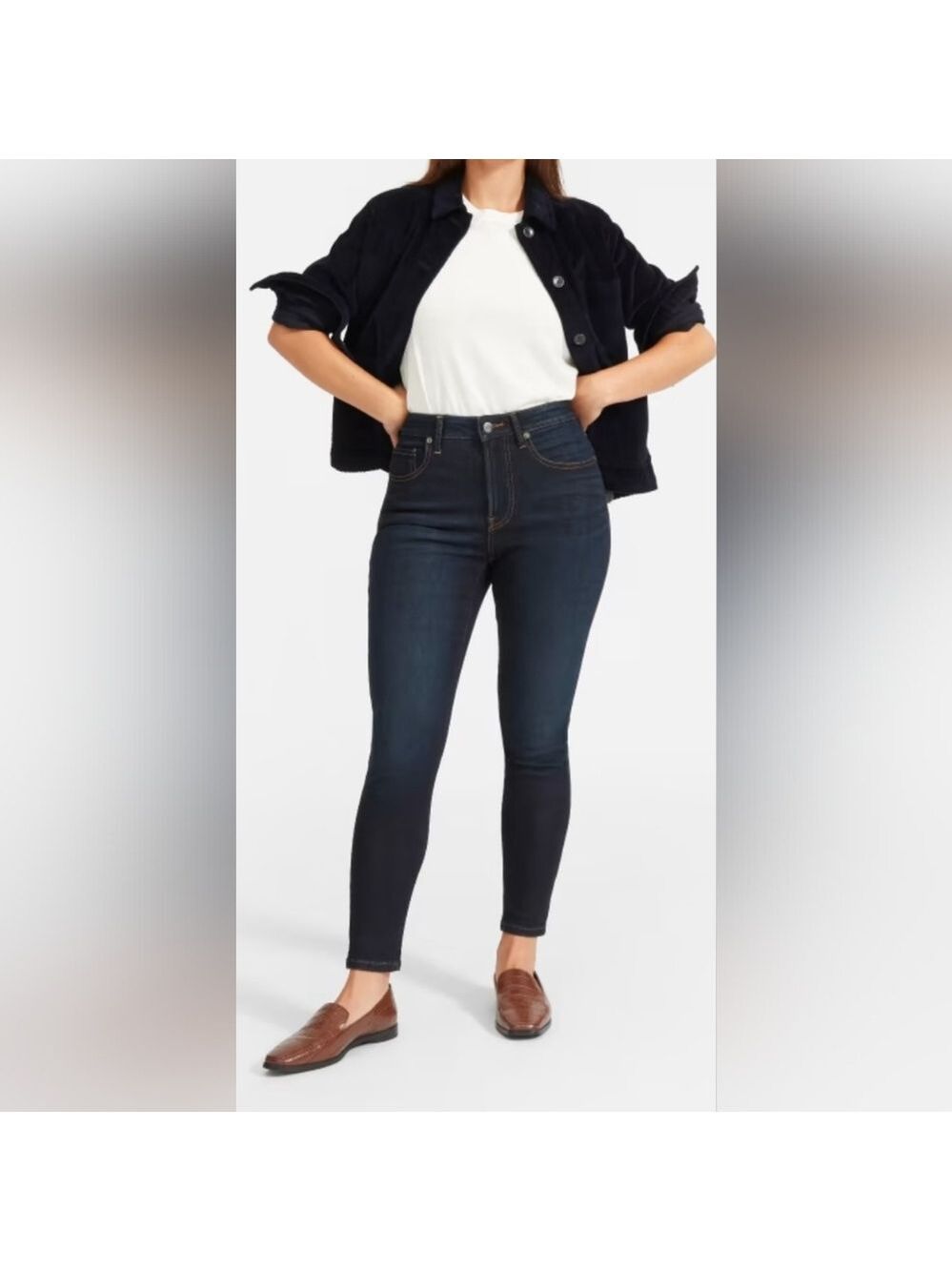 EVERLANE | The Authentic Stretch High-Rise Skinny Jeans – Dark Blue Wash